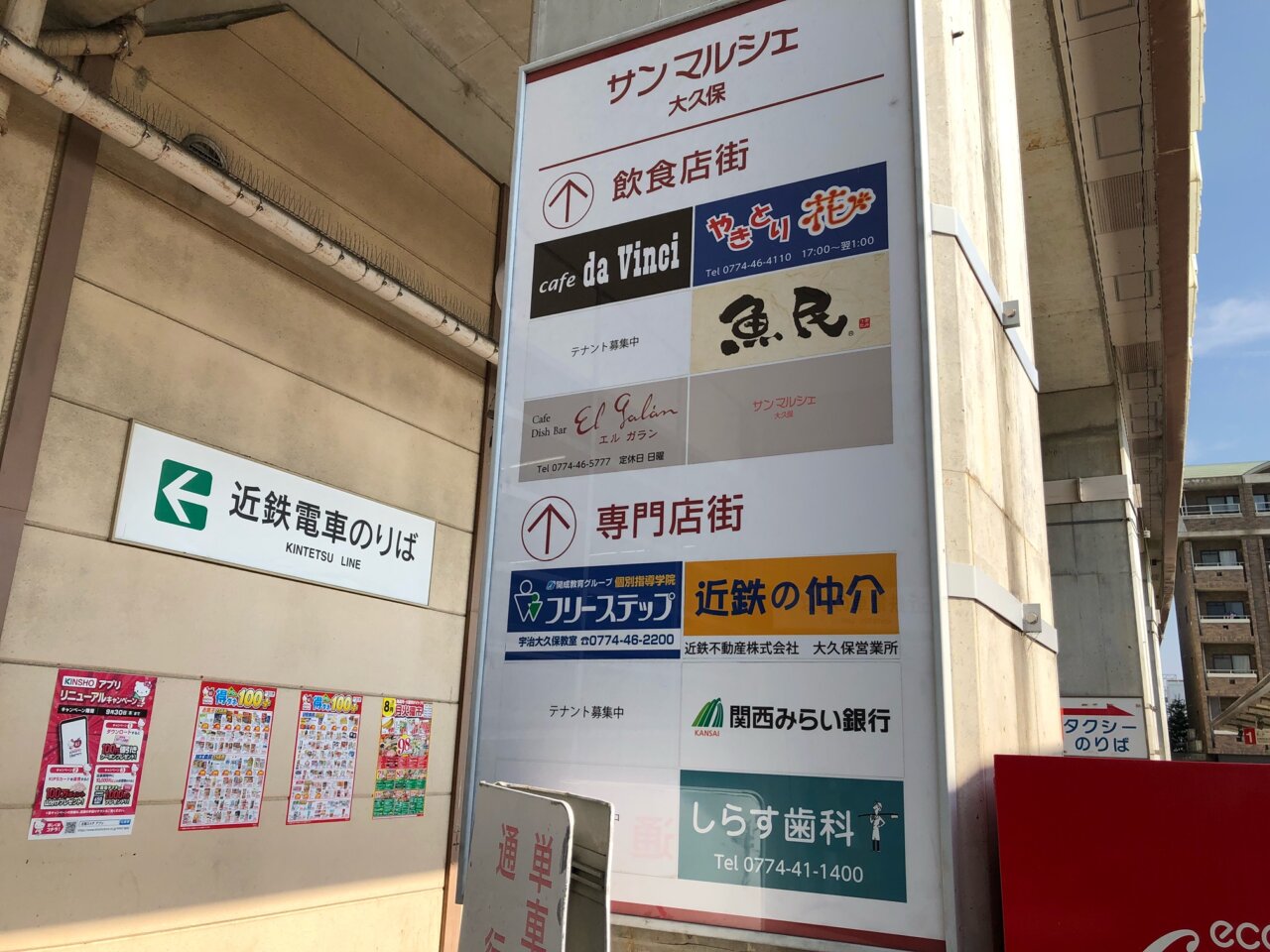 近鉄大久保駅高架下お店案内掲示板